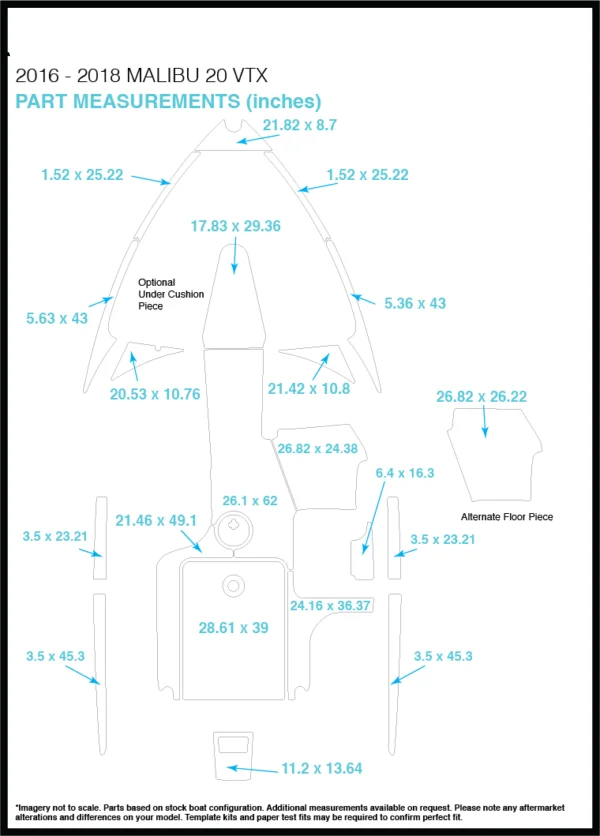 Malibu 20 VTX Cockpit Pad лодка EVA Тиковый настил 1/" 6 мм