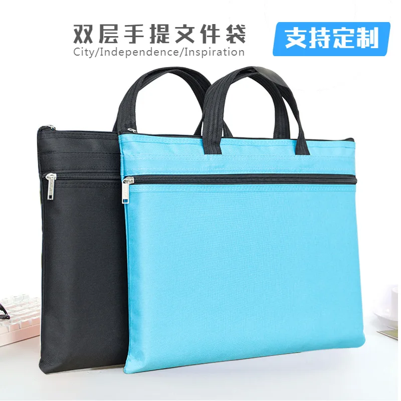 

A4 Canvas Hand File Holder Zipper Oxford Cloth Men's Women's Waterproof Business Simple for Student Large-Volume