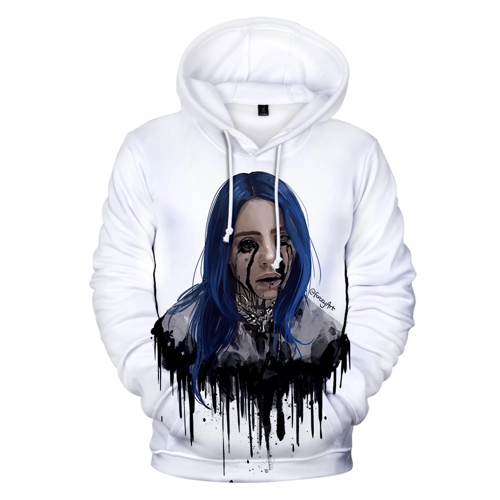 Billie Eilish, модная 3D популярная худи, женская и Мужская Новая толстовка, осенний и зимний пуловер, 3D золотая рубашка для мальчиков и девочек