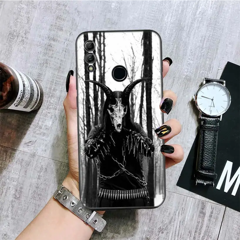 Рогатый сатаны черный чехол для телефона Huawei Y9 Y5 Y6 Y7 2019 Honor 10 9 Lite 9X 8X 8S 8A
