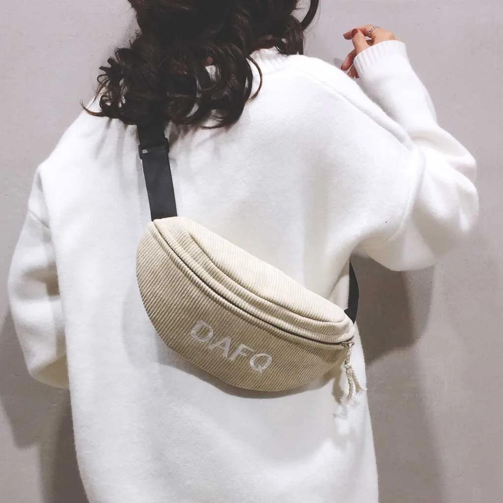 Chest Bag Women Corduroy Simple Shoulder Messenger Package Casual Pocket Fashion Chest Bag Package Crossbody Bags For Women#R5