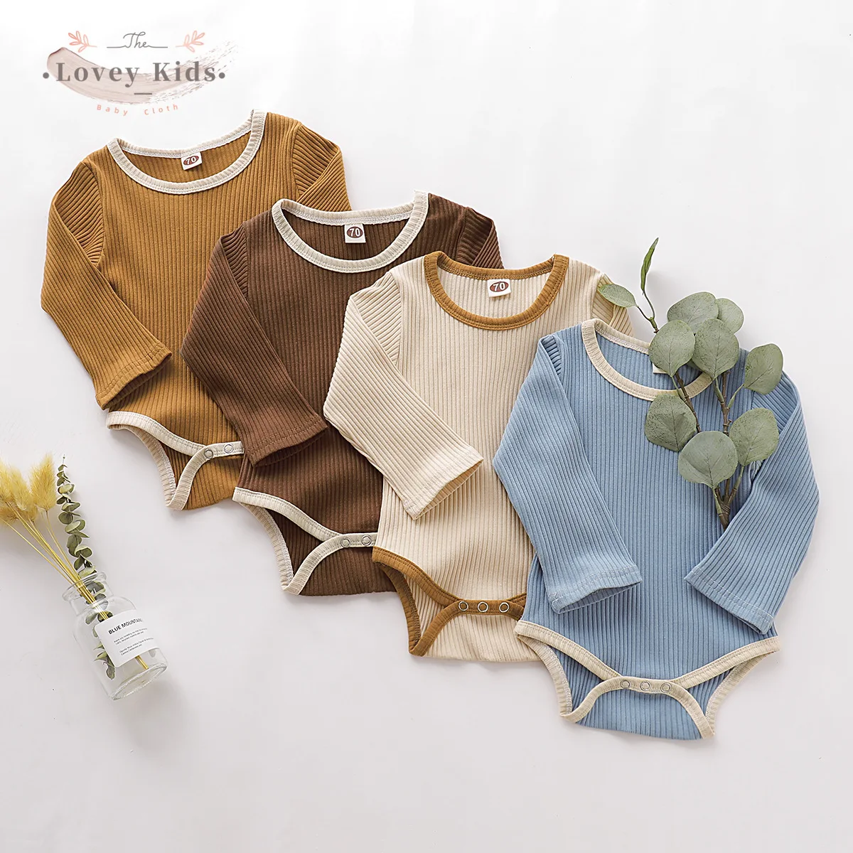 Toddler Girl Boy Fall Clothes 2020 Bodysuit Solid Pure Cotton Soft One-Pieces Long Sleeve O Neck Infant Baby Clothing 0-24M