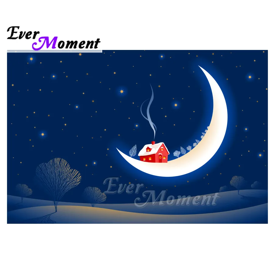 Ever Moment Diamond Painting 5D DIY Full Square Drill Night Star Moon Picture Of Rhinestone Mosaic Embroidery 3F2137 | Дом и сад