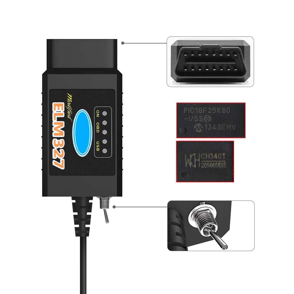 ELM327 V1.5 USB HS MS CAN OBDII FORScan Code Reader obd2 scanner obd code reader For Ford For Mazda Car Diagnostic Scanner ELM 327 V1 5 Auto Tool