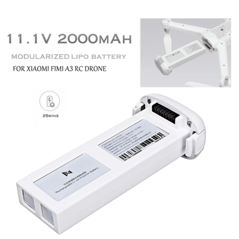 2 шт 11,1 V 2000MAh модульный Дрон Lipo аккумулятор для Xiaomi FIMI A3 RC Дрон