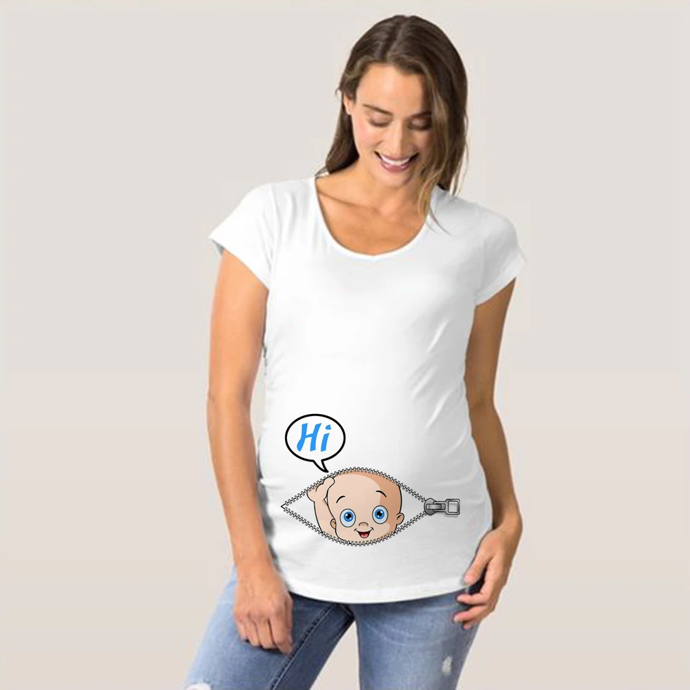 Trend  Pregnant Women Hot Sale T-Shirt Funny Pregnancy Shirts for Trendy Moms Cute Pattern Print Maternity 