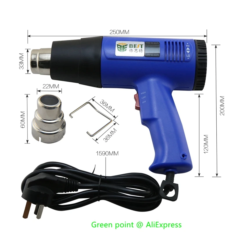 Electronic Mini BST-8016 Digital Display Handheld Hot Air Gun 110/220V 1600W For Rework Repair Soldering Welding Material Tools t12 d16 electronic tools soldeing iron tips 220v 70w for t12 fx951 soldering iron handle soldering station welding tools