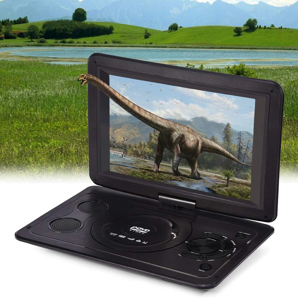 Günstig LCD TV Spiel Outdoor 13,9 zoll CD Akku Mini Swivel Screen Tragbare Hause Auto HD DVD Player USB