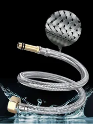 2pcs High Quality 304 Stainless Steel Wire Braided Water Inlet Hose Sink Vegetable Washing Basin Faucet Cold And Hot G1 / 2