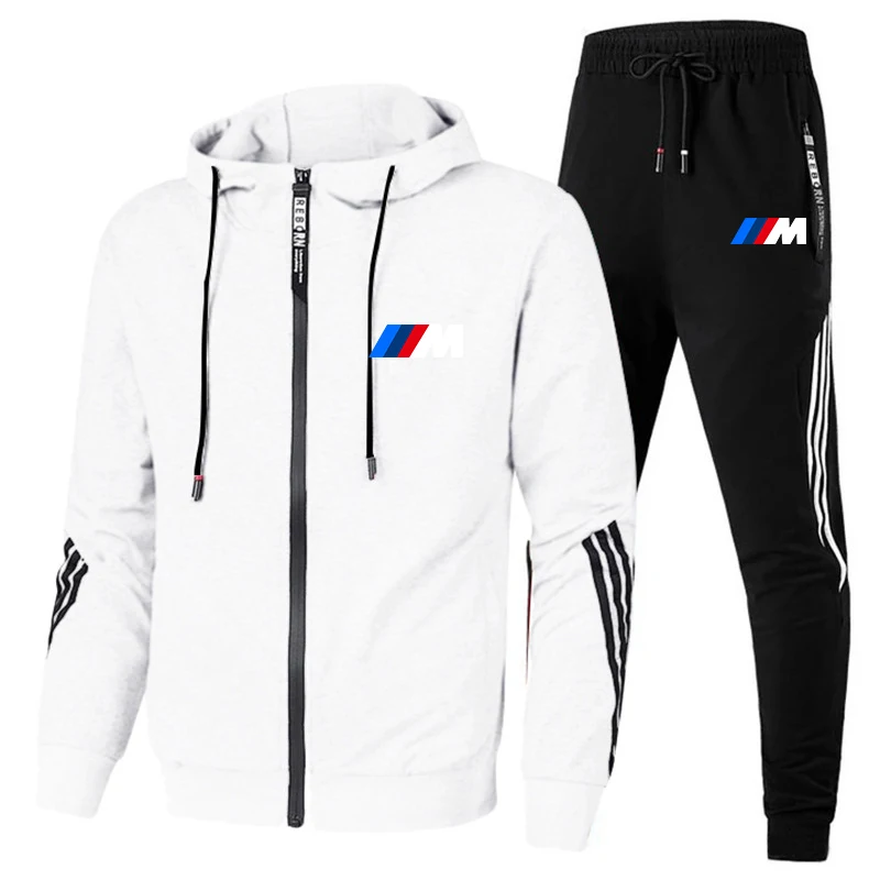 

2-piece sportswear BMW men's hooded sweatshirt + pants pullover hooded sportswear suit casual jacket men
