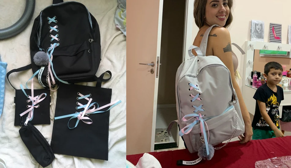 4 шт./компл. лента цепь с буквенным Mochila рюкзак туристические рюкзаки для отдыха школьные рюкзаки для девочек-подростков, школьный рюкзак