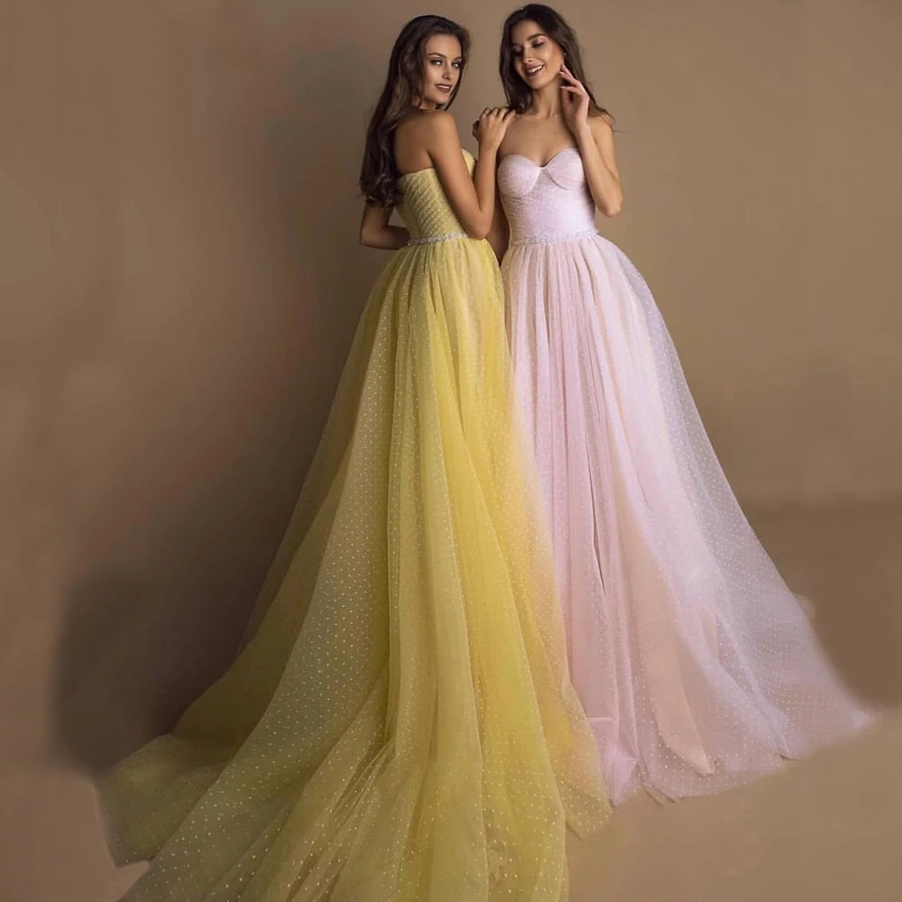 BEPEITHY Sweetheart Pink Long Evening Dress Party Elegant 2021 Robe De Soiree Detachable Sleeves Yellow Prom Dresses With Belt green evening gown