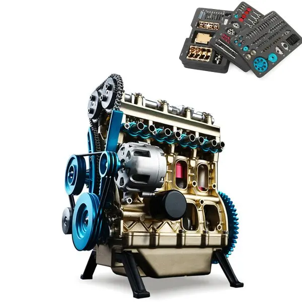 Новое поступление Teching 1:24 четырехцилиндровый двигатель Полный алюминиевый сплав Модель Коллекция обучающие игрушки для детей игрушки для