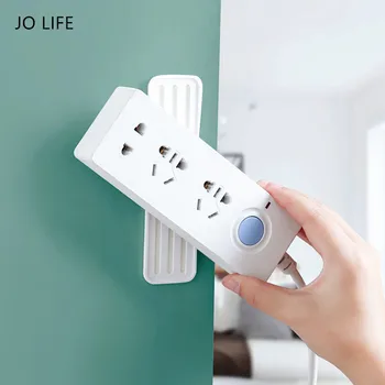 

JO LIFE Self Adhesive Socket Fixer Holder Wall Mounted Seamless Power Strip Plug Board Holder Storage Rack