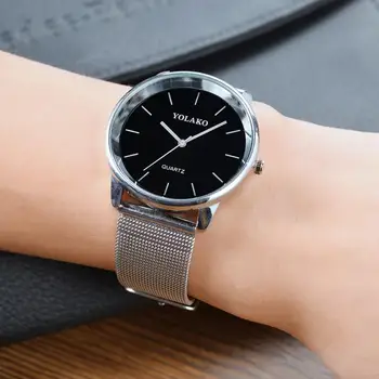 

Simple Style Mesh Strap Watches Women Men Laconic Color Dial Waterproof Ultro Thin Dress Quartz Watch Female Clock Reloj Mujer