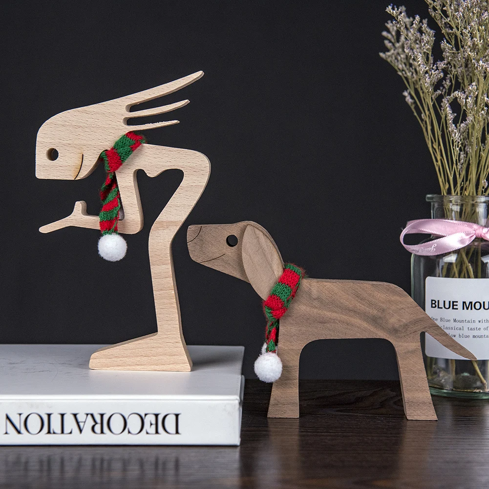 Pet Decorations Craft Wooden Dog Cat Doll Ornaments Carved Model Home Office Ornaments Creative Love Pets Dropshipping