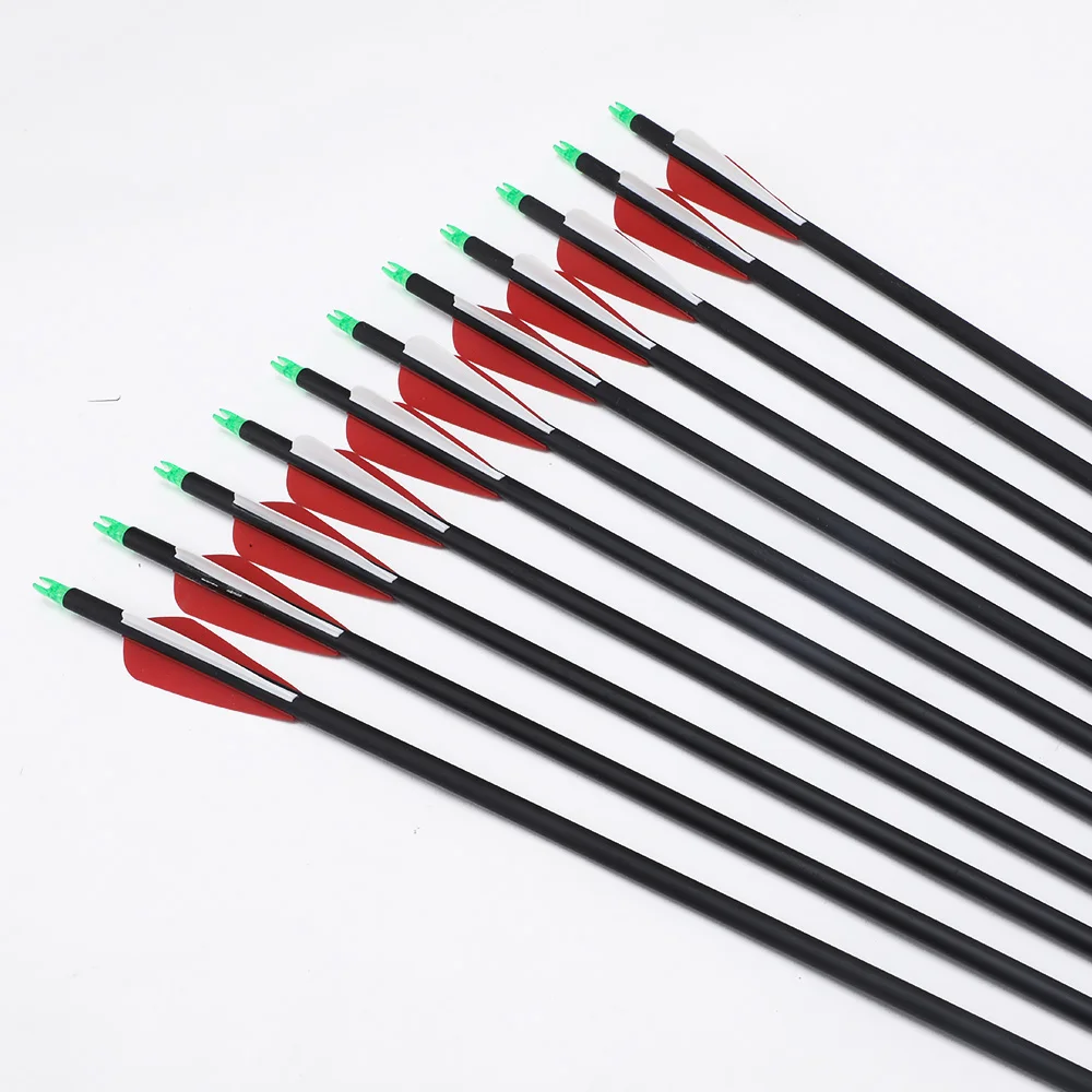 12pcs 30 Inches Spine 500 Carbon Arrow Od7.8mm With Red And White Color