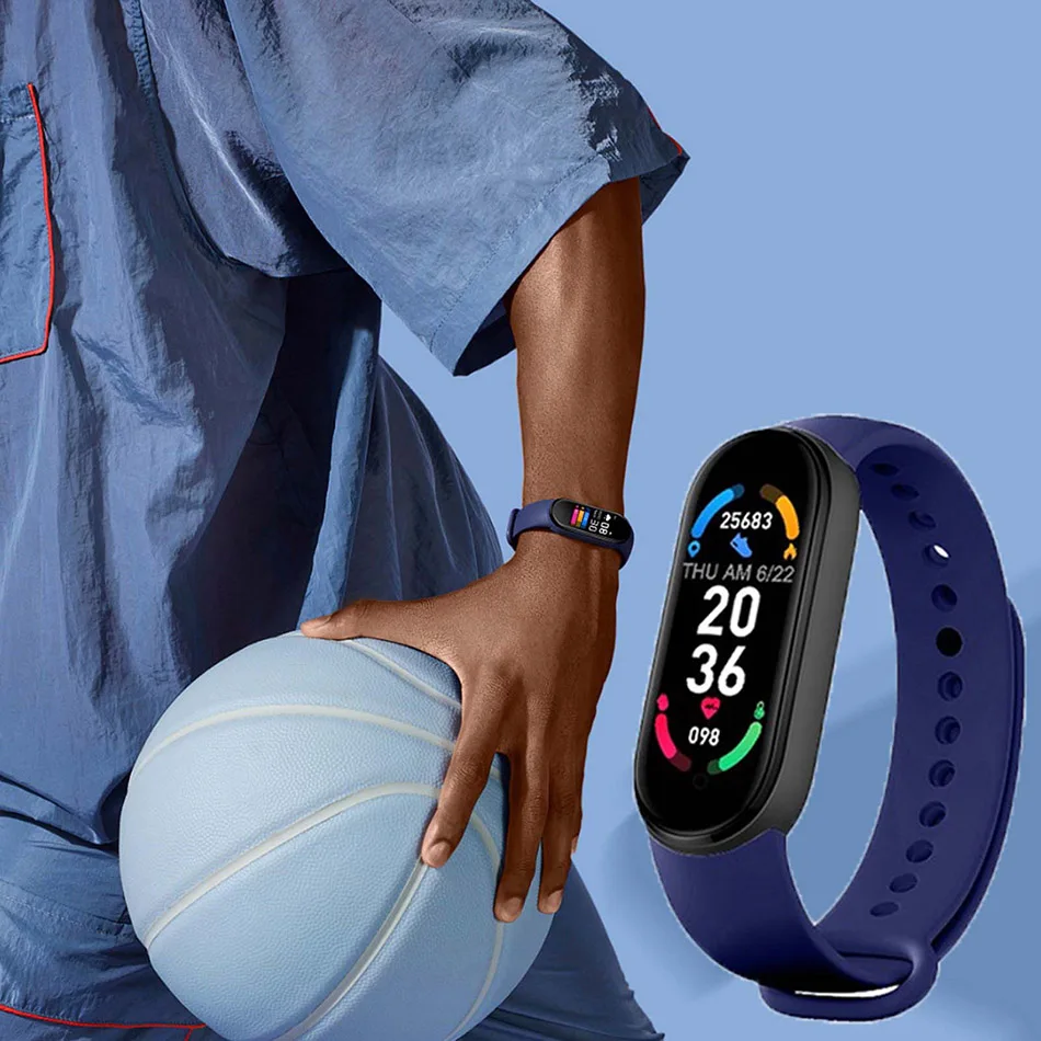Fashion M6 Smart watch men's and women's sports bracelet waterproof heart rate and body fitness activity monitoring tracker 2021