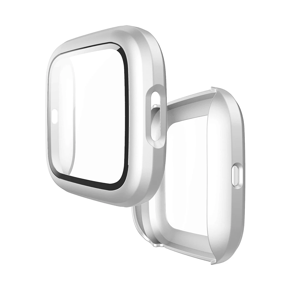 Full Cover Glass Case For Fitbit Versa 2 Hard Matte PC Plated Screen Protector Rugged Protective Cover for Fit Bit Versa 2 Watch 