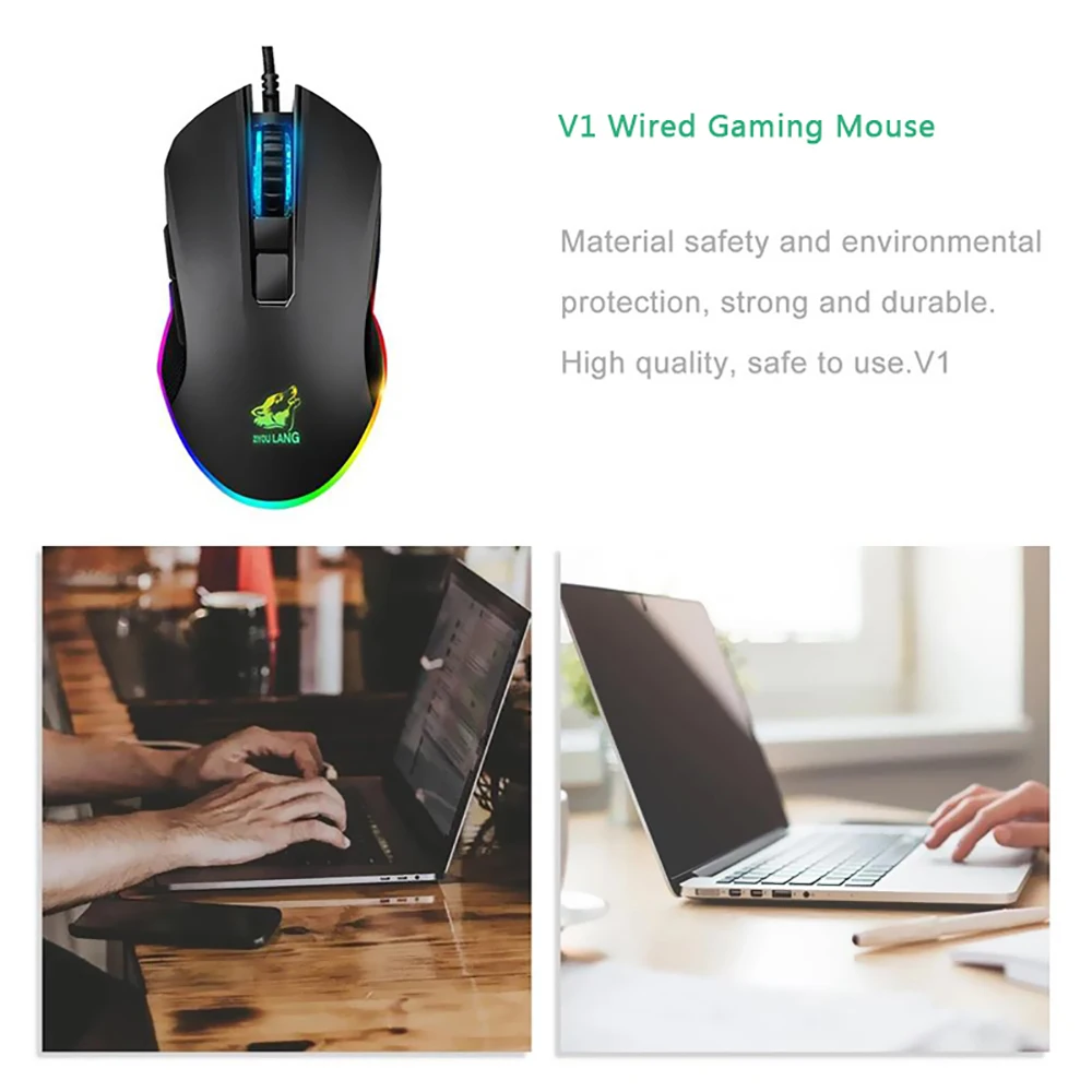 Professional Wired Gaming Mouse 6 Buttons 3200DPI Mice with RGB Backlight Optical Sensor USB Computer Mouse for PC Gamer Laptop PK Razer Gaming Mouse (6)