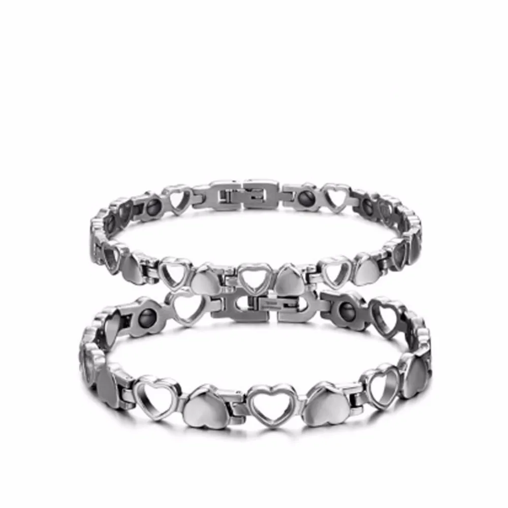 Пара браслетов, браслеты из нержавеющей стали, настраиваемый браслет-цепочка, ювелирные изделия для влюбленных, Набор браслетов в форме сердца с кристаллами