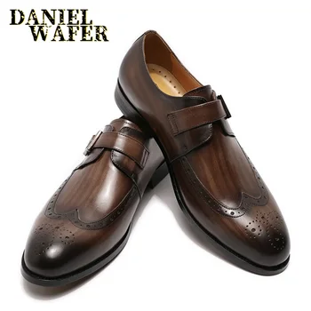 

LUXURY MEN LOAFERS SHOES COFFEE BUCKLE STRAP POINTED TOE CASUAL SHOES LOAFERS MEN FORMAL OFFICE WEDDING DRESS LEATHER SHOES MEN