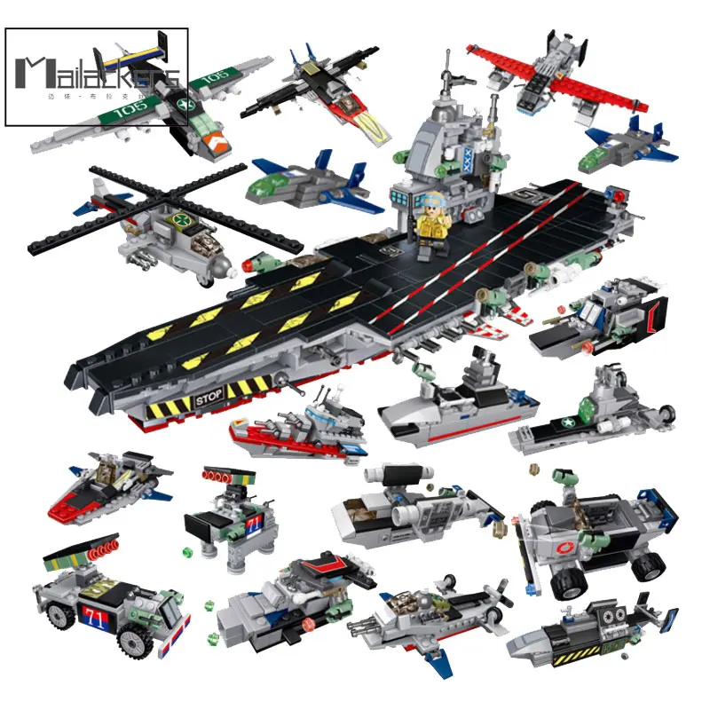 

For LEGOing Depot Ship 8In1 Model Battle Boats Helicopter Blocks Toys Children For LEGOing Military Sets