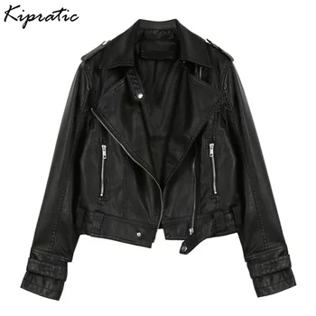 

New Short Motorcycle Clothing PU Leather Jacket Slim Spring Autumn Short Jacket Female Faux Leather Streetwear Outwear Coat