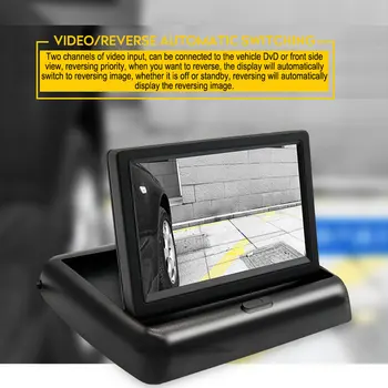 

Vehemo 4.3 Inch Parking Folding Display Automobile Reversing Display Universal Reverse Monitor Rearview Backup for 12V/24V Car