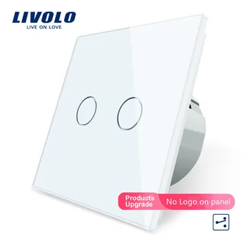 

Livolo Manufacturer, EU Standard Touch Switch, 2 Gang 2 Way Control, White Crystal Glass Panel, Wall Light Switch, VL-C702S-11