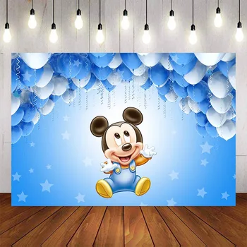

Mehofond Photography Background Blue Balloon Mickey for Boy Birthday Party Photocall Photo Studio Backdrop Photo Prop