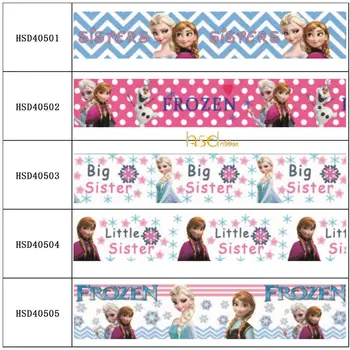 

HSDCraft 22MM 25MM 38MM 50MM 75MM Princess&Sister Pattern HT Heat transfer Printed on Grosgrain Ribbon 10Yards/Roll