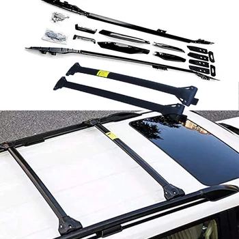 

4 Pcs Fit for Land Cruiser Prado FJ150 2010-2020 Aluminium Roof Rail Racks Side Bar Cargo Carriers Cross Bars Crossbars - Black