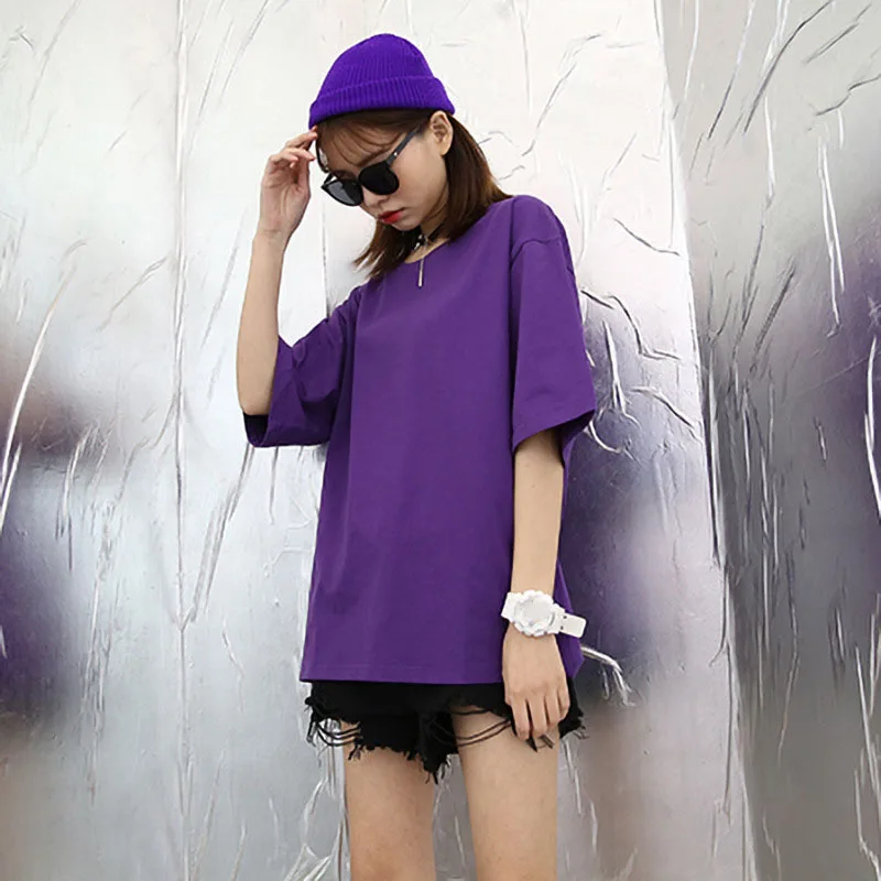 Casual Solid Ladies Purple Black Cotton 