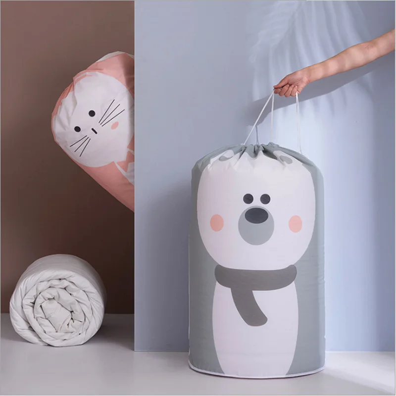 Cartoon Bear Collapsible Storage Bag Transparent Storage Organizers Clothes Blanket Baby Toys Basket Travel Suitcases Quilt Bags 5
