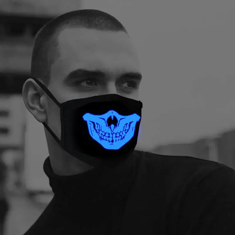 Светящийся в темноте унисекс маска светящийся в темноте Череп рот маски черная маска рот Половина лица Маскарадная маска для косплея маска с зубами