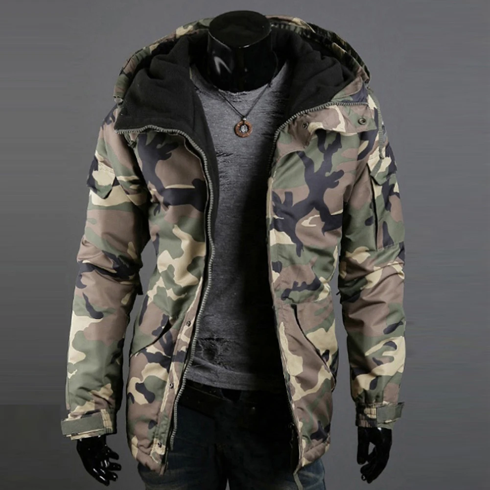 Veste homme модная зимняя теплая мужская куртка пальто утолщенная камуфляжная с