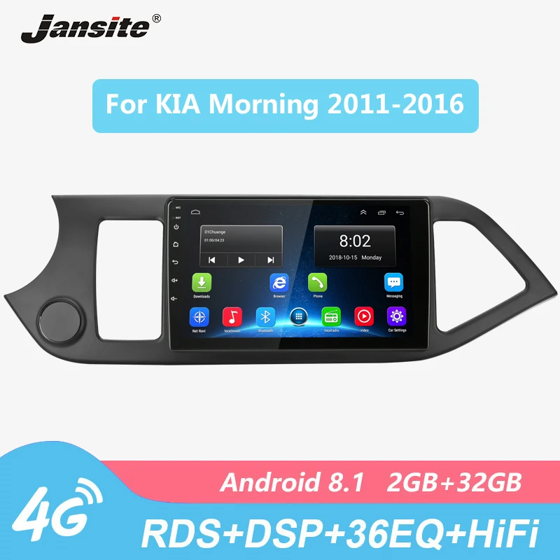 

Jansite 9" RDS Car Radio Android For KIA Morning 2011-2016 Touch screen 4G network HIFI Wifi multimedia players with Frame R9 R5