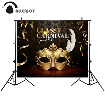 

Allenjoy Golden Ribbons Banners Classy Carnival Feather Dancing Party Curtains Photocall Damask Elegant Wall Backdrop Decor