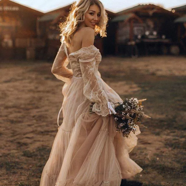 bohemian garden wedding dress