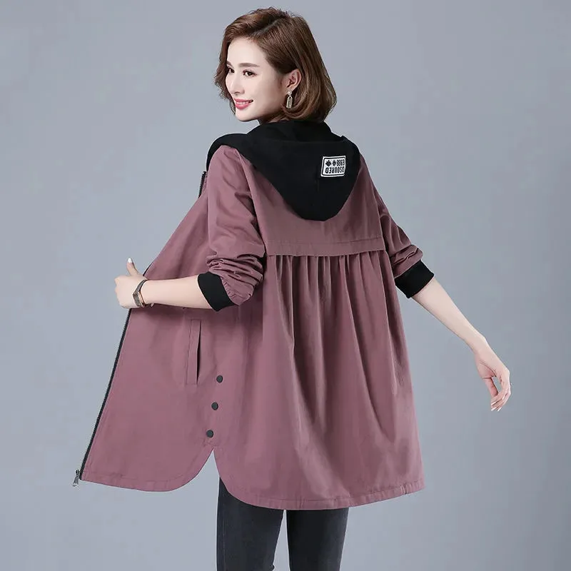 2021 New Autumn Women Jacket Casual Basic Coat Pocket Zipper Jackets Long Sleeve Female Windbreaker Loose Hooded Outwear C-37