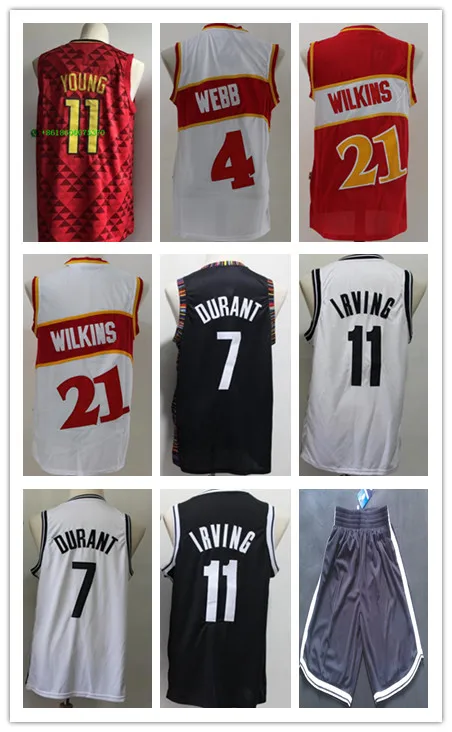 Men shorts Atlanta Brooklyn Kevin#7 Kyrie 11 Dominique Wilkins Spud Webb Trae Young Mens baskeball jerseys