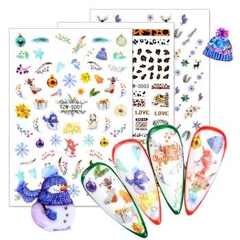 

Christmas Snowflakes Nail Art Transfer Stickers 3D Nail Art Decals Halloween Maple Leaf Designs Manicure DIY Decoration Tools