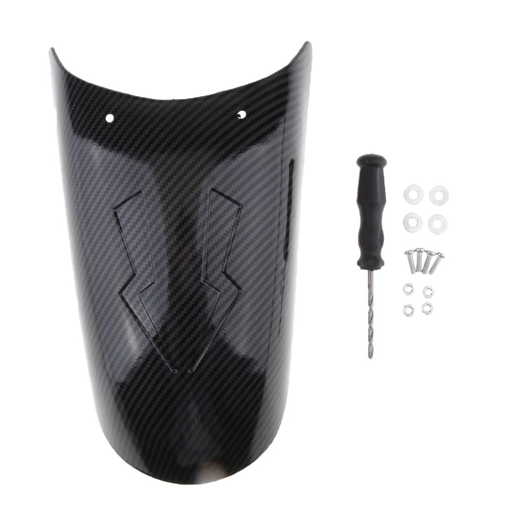 Carbon Fiber Front Fender Extension Wheel Splash Guard Cover Extender w/ Mounting Kits for Motorcycle Motorbike - Type 3