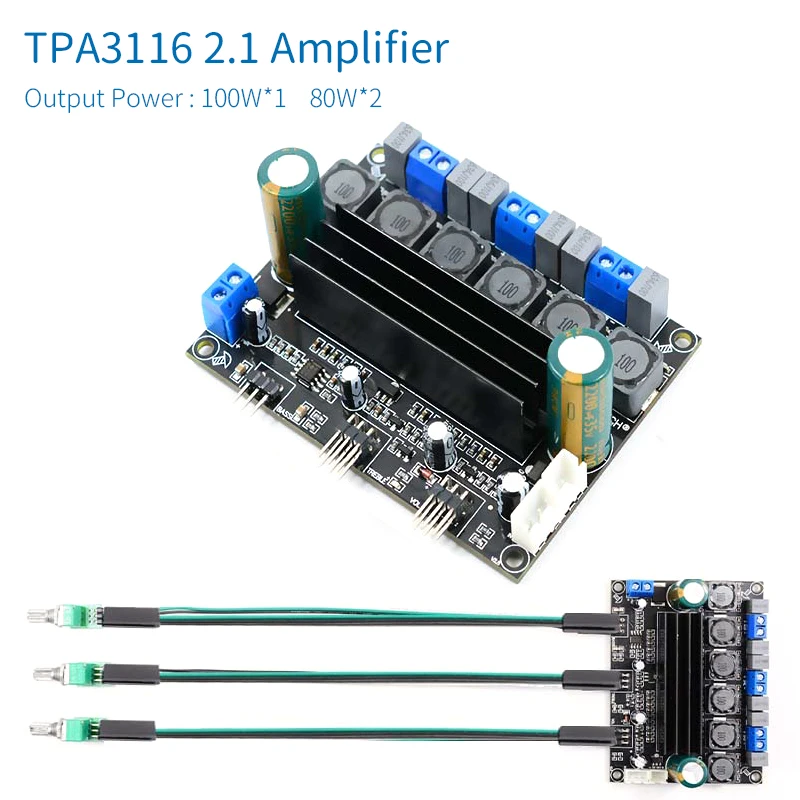 TPA3116 Bluetooth Verstärkerplatine – 2x100W HiFi, AUX & Digitalfilter, Mini