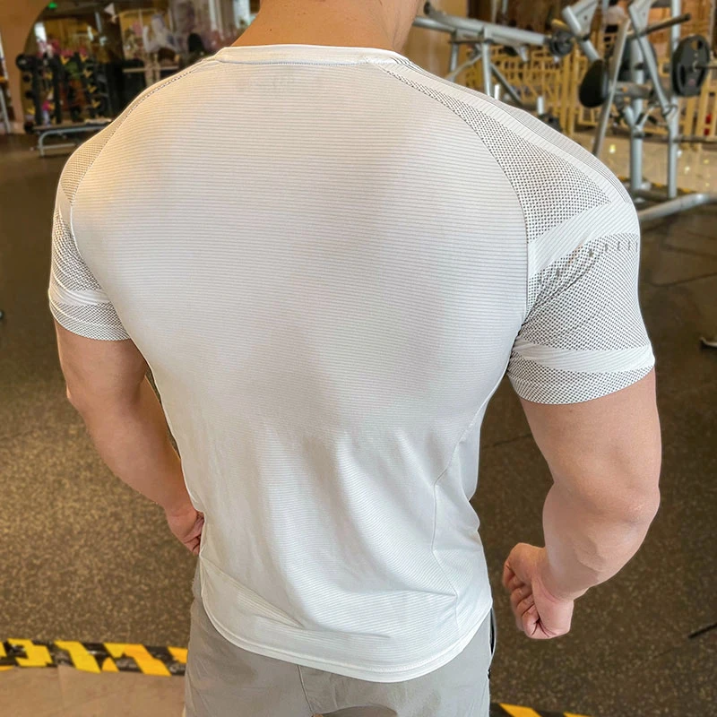 Summer Compression Breathable Short Sleeve Men Running Fitness Tshirt