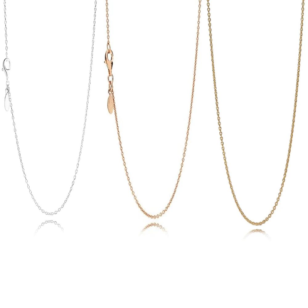 

2019 Newest S925 Sterling Silver 3 colors Necklace Chain Fit Original Pan doral Basic choker Pendant Necklaces DIY Beads Jewelry