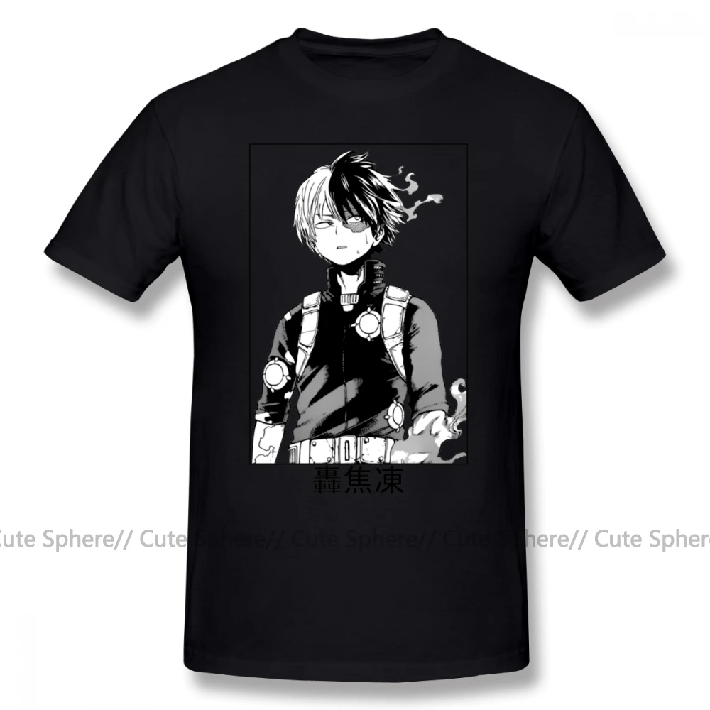 Deku футболка Todoroki Shoto футболка Милая футболка с графикой хлопок с коротким рукавом для мужчин большая модная футболка - Цвет: Black