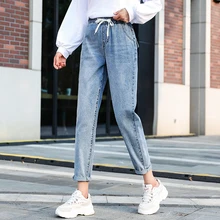 Плюс размеры для женщин в винтажном стиле; Узкие женские брюки с высокой талией джинсы Mujer весна-осень femme feminino шаровары джинсовые брюки женские A5651