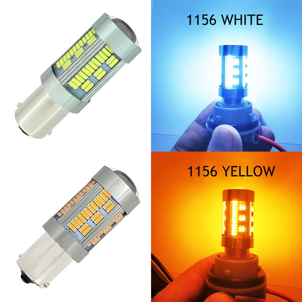 2 шт. 1156 светодиодный Нет Hyper лампа-вспышка с can-bus светодиодный BA15S BAU15S 4014 105SMD 12V белого и желтого цвета P21W PY21W автомобиля задний фонарь поворота Siganl
